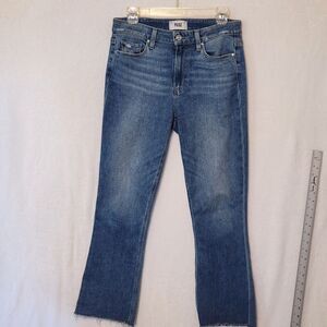 Paige Jeans Women's Sz 29 Colette Crop Flare Distressed Raw Hem Light Wash